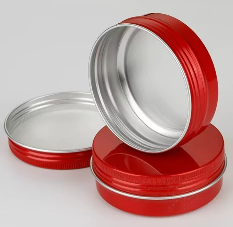 Custom Red Round Aluminum Box with Screw Lid for Cosmetic Packaging