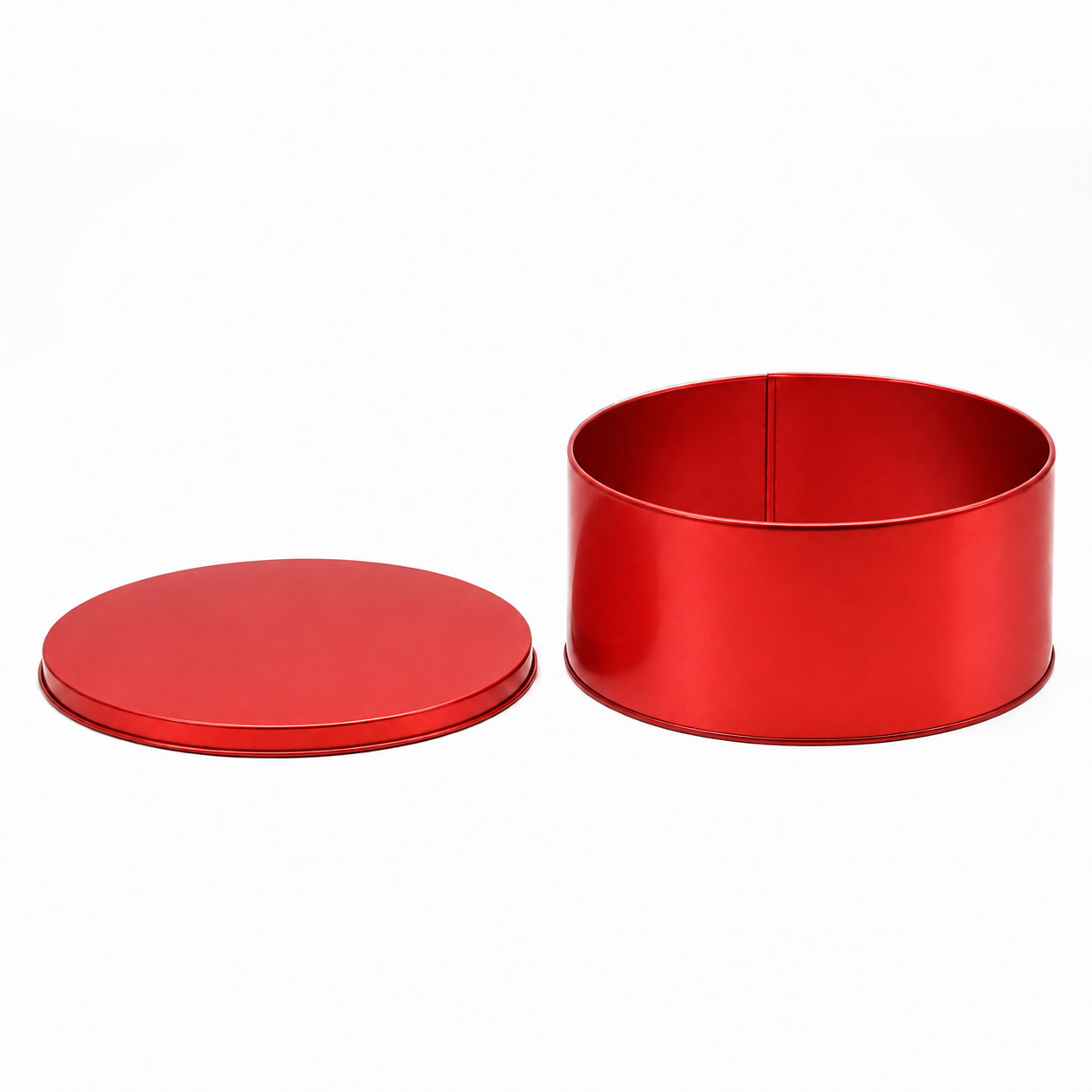 Custom Red Round Tin Box with Lid for Gift and Product Packaging