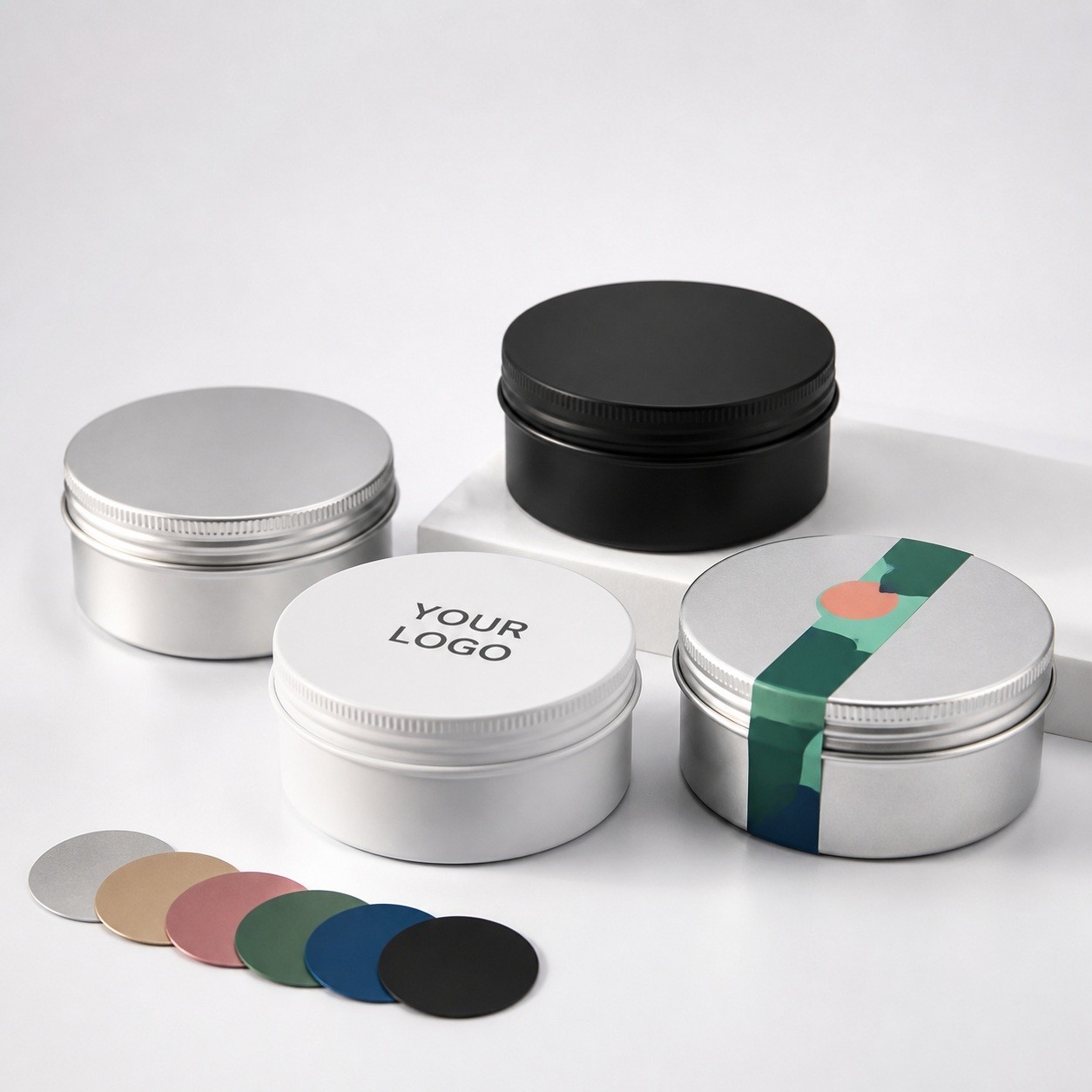 Silver Round Aluminum Box